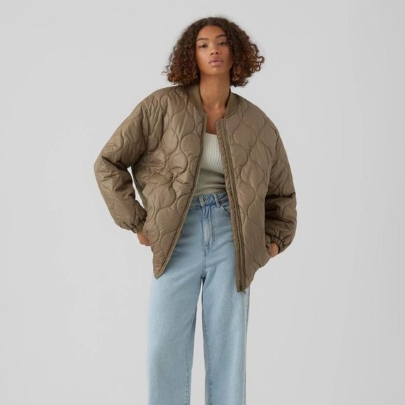 VERO MODA QUILTED JACKET - NWOT - SIZE S - OLIVE GREEN - Picture 1 of 9